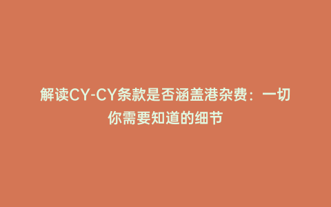 解讀CY-CY條款是否涵蓋港雜費:一切你需要知道的細節