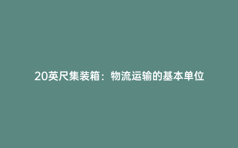 20英尺集裝箱:物流運輸的基本單位