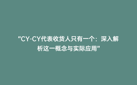 “CY-CY代表收貨人只有一個(gè):深入解析這一概念與實(shí)際應(yīng)用”