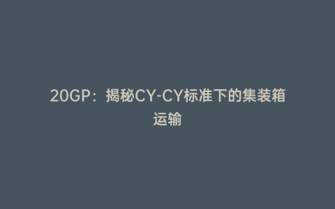 20GP：揭秘CY-CY標準下的集裝箱運輸