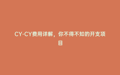 CY-CY費(fèi)用詳解，你不得不知的開支項(xiàng)目