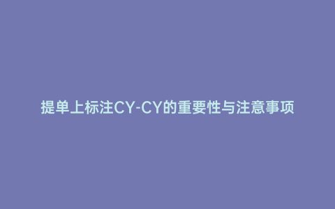 提單上標(biāo)注CY-CY的重要性與注意事項