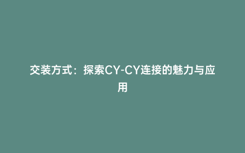 交裝方式:探索CY-CY連接的魅力與應(yīng)用