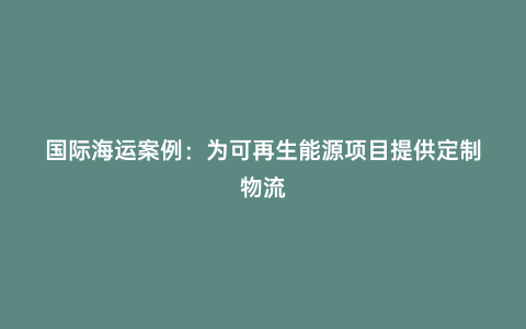 國際海運案例：為可再生能源項目提供定制物流