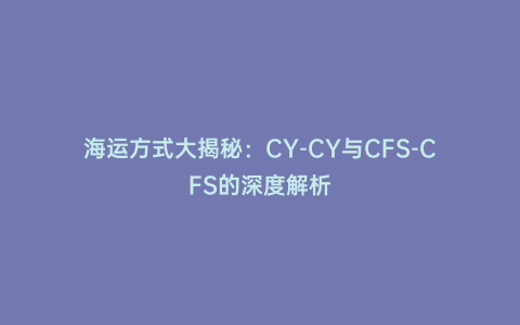 海運(yùn)方式大揭秘:CY-CY與CFS-CFS的深度解析
