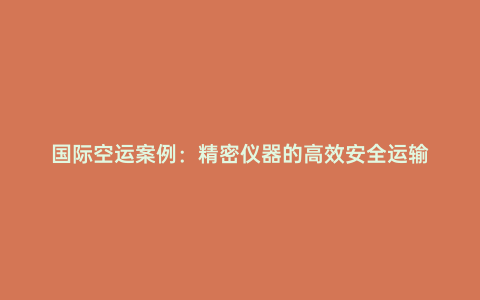 國際空運案例:精密儀器的高效安全運輸
