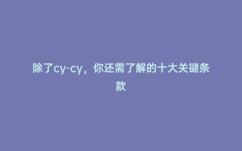 除了cy-cy,你還需了解的十大關鍵條款