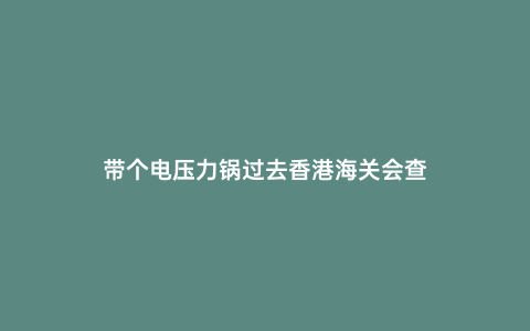 帶個電壓力鍋過去香港海關會查
