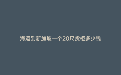 海運到新加坡一個20尺貨柜多少錢