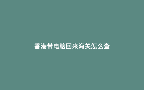 香港帶電腦回來海關怎么查