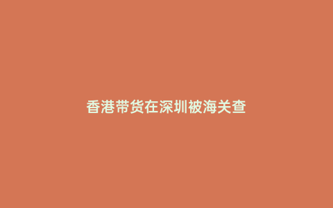 香港帶貨在深圳被海關查