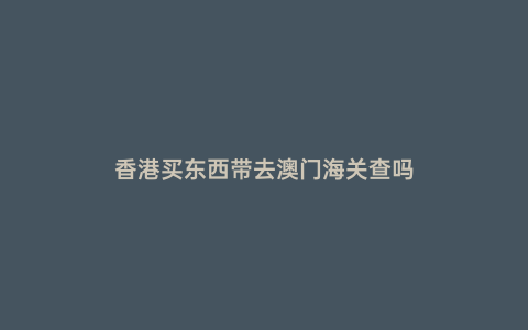 香港買東西帶去澳門海關查嗎