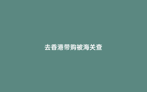 去香港帶購(gòu)被海關(guān)查