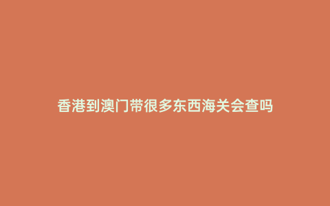 香港到澳門帶很多東西海關會查嗎
