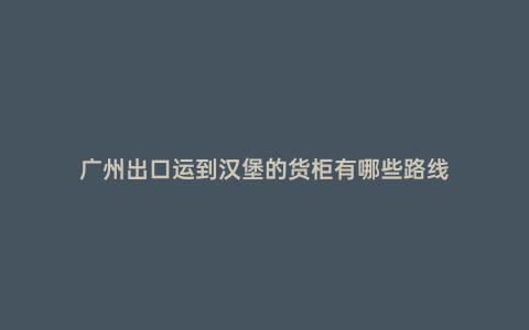 廣州出口運(yùn)到漢堡的貨柜有哪些路線